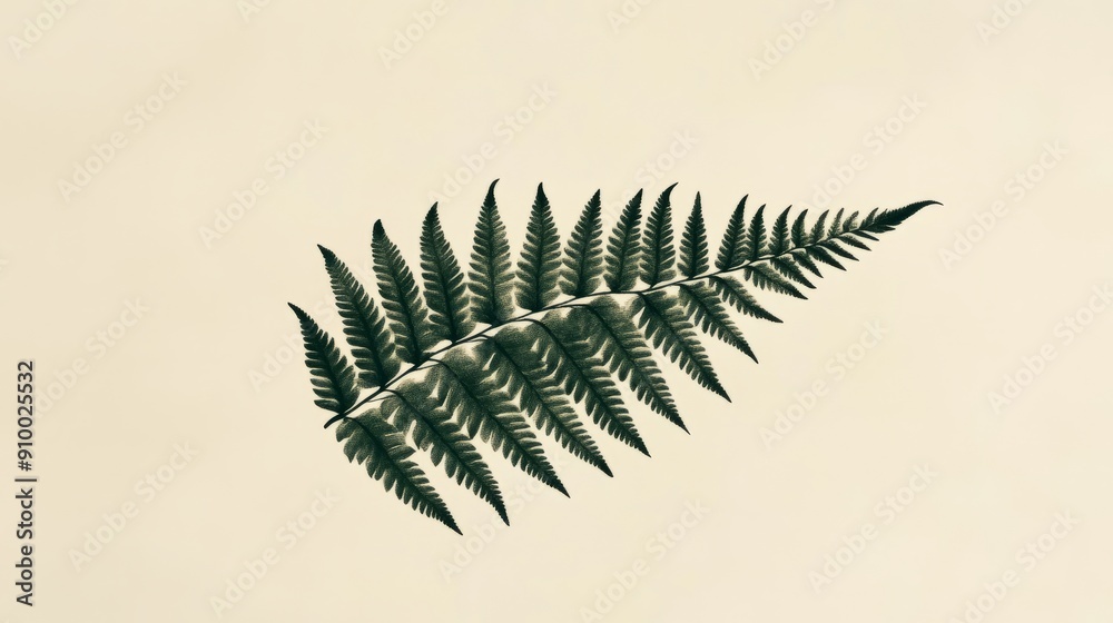 Naklejka premium Minimalist Fern Leaf Illustration | Botanical Art Print | Nature Decor
