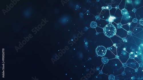 Wallpaper Mural Abstract Network: Glowing spheres connected in a web of lines against a dark blue background, symbolizing interconnectedness, digital innovation, and global communication.   Torontodigital.ca