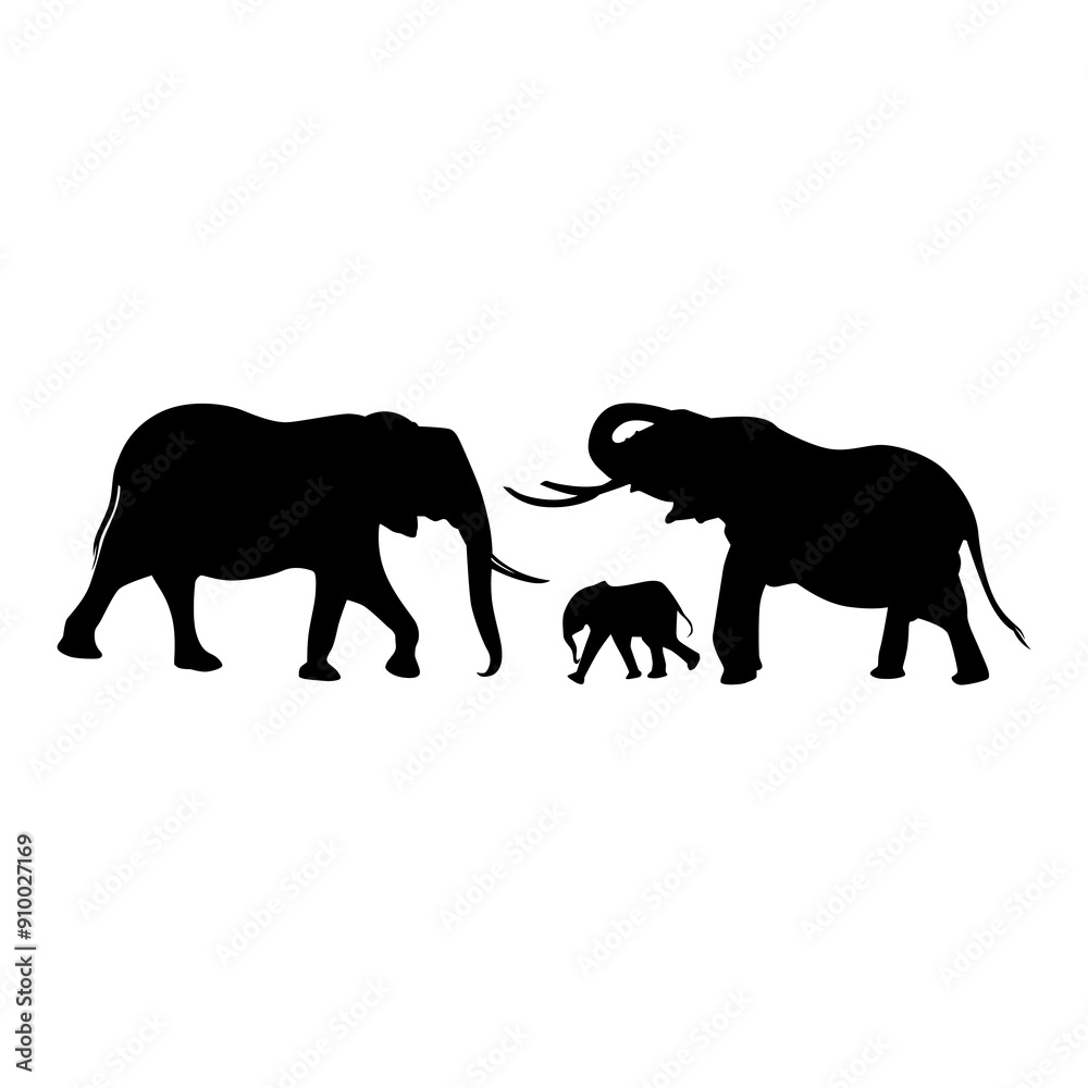 vector silhouette of an elephant and calf vector silhouette of an elephant and calf