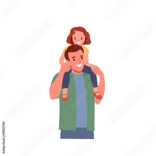 Young father with baby. Vector cartoon flat style illustration
