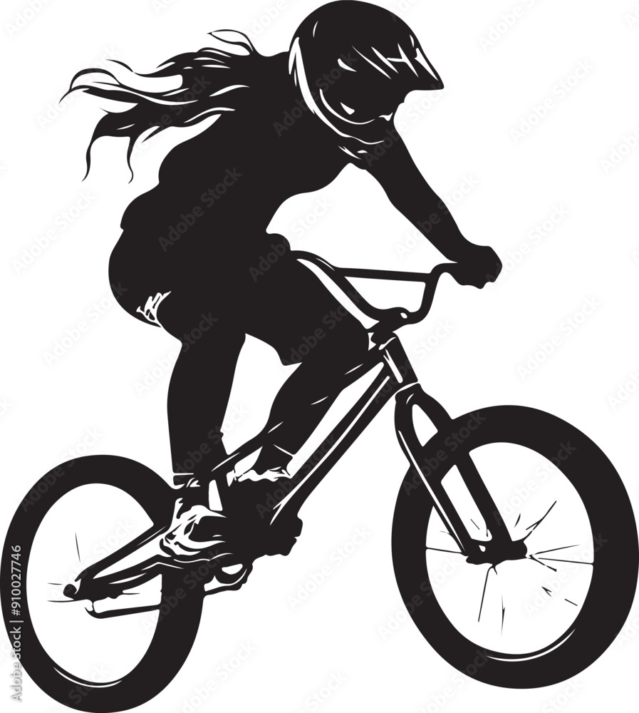 Fototapeta premium bmx riding girl bicycle bike silhouette