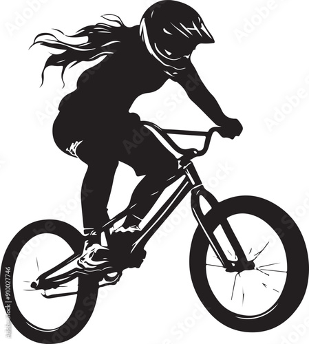 bmx riding girl bicycle bike silhouette