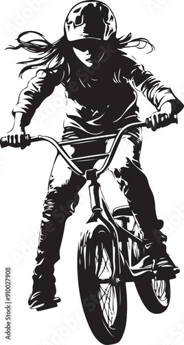 bmx riding girl bicycle bike silhouette