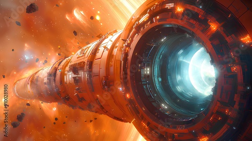 a fusion reactor core, with plasma containment fields and intricate engineering details
