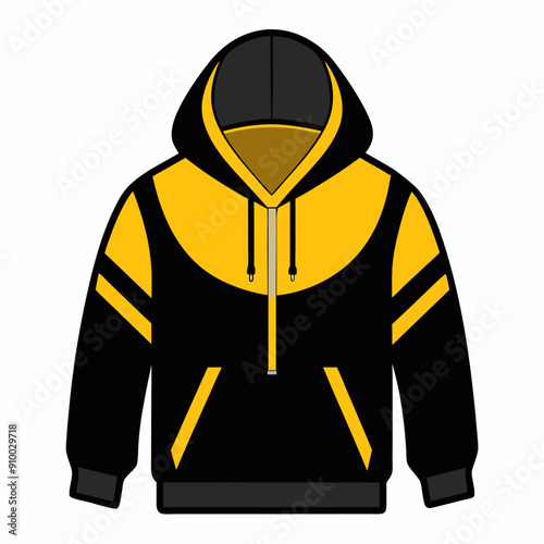 Streetwear chic mockup stand out with this trendy yellow and black combo hoodie vector illustration