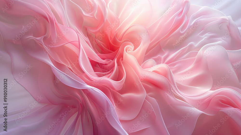 Abstract background, A luminescent pastel pink swirl dominates the left section of the canvas, its edges fading gently. The center remains open for text, framed by a light gray Abstract background, A luminescent pastel pink swirl dominates the left section of the canvas, its edges fading gently. The center remains open for text, framed by a light gray