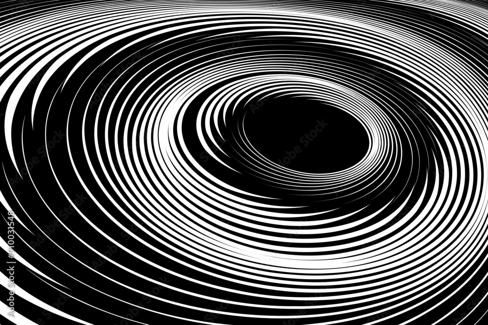 Obraz premium Vortex Whirl Rotation Movement Design. Abstract Textured Black and White Background.