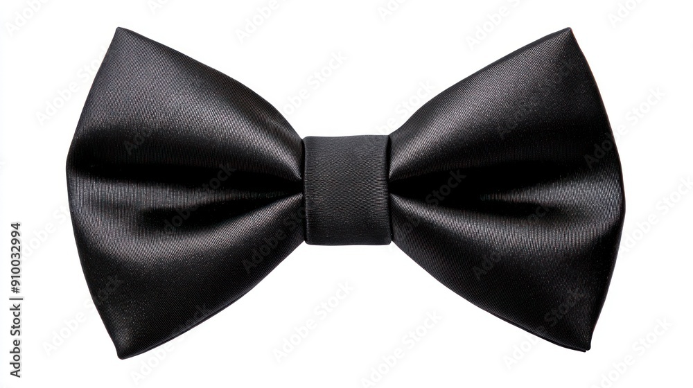Sophisticated black satin bow tie isolated on white view Sophisticated black satin bow tie isolated on white view