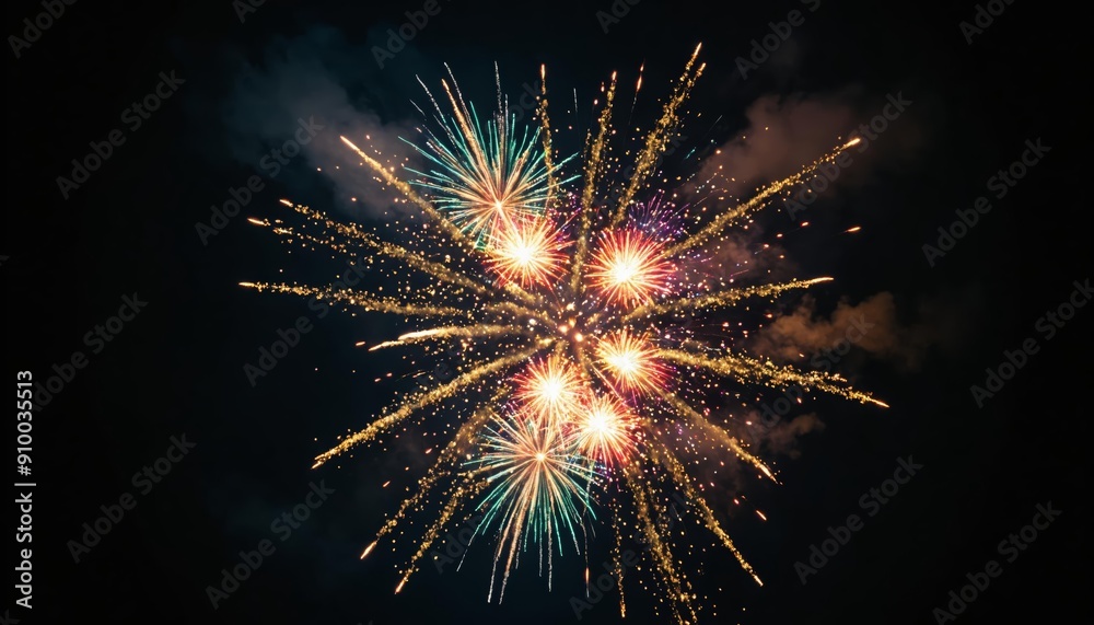 Fototapeta premium Festive Fireworks Display at a Night Party Event