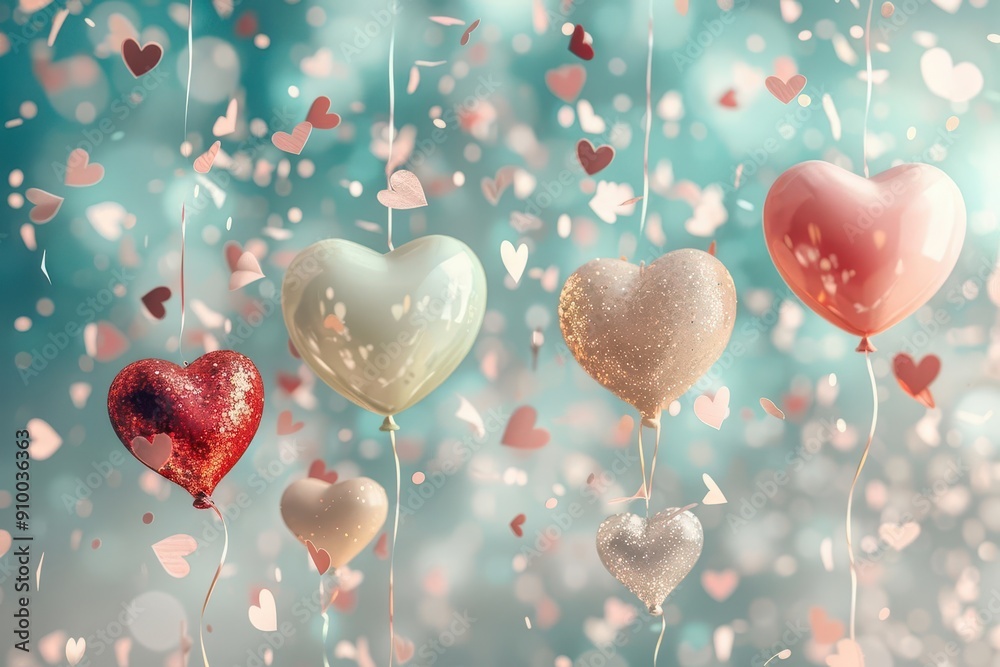 whimsical valentines day background with floating hearts and balloons soft pastel colors and glittering confetti create a romantic and celebratory atmosphere whimsical valentines day background with floating hearts and balloons soft pastel colors and glittering confetti create a romantic and celebratory atmosphere