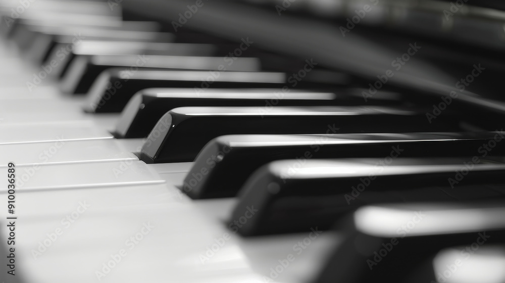 Artistic close-up of a piano keyboard, emphasizing the clean lines and monochromatic elegance of the black and white keys. Artistic close-up of a piano keyboard, emphasizing the clean lines and monochromatic elegance of the black and white keys.