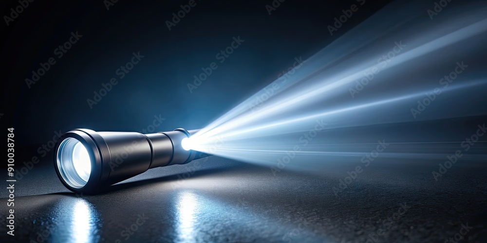 Beam of light from a flashlight shining into the darkness metaphor for hope Beam of light from a flashlight shining into the darkness metaphor for hope