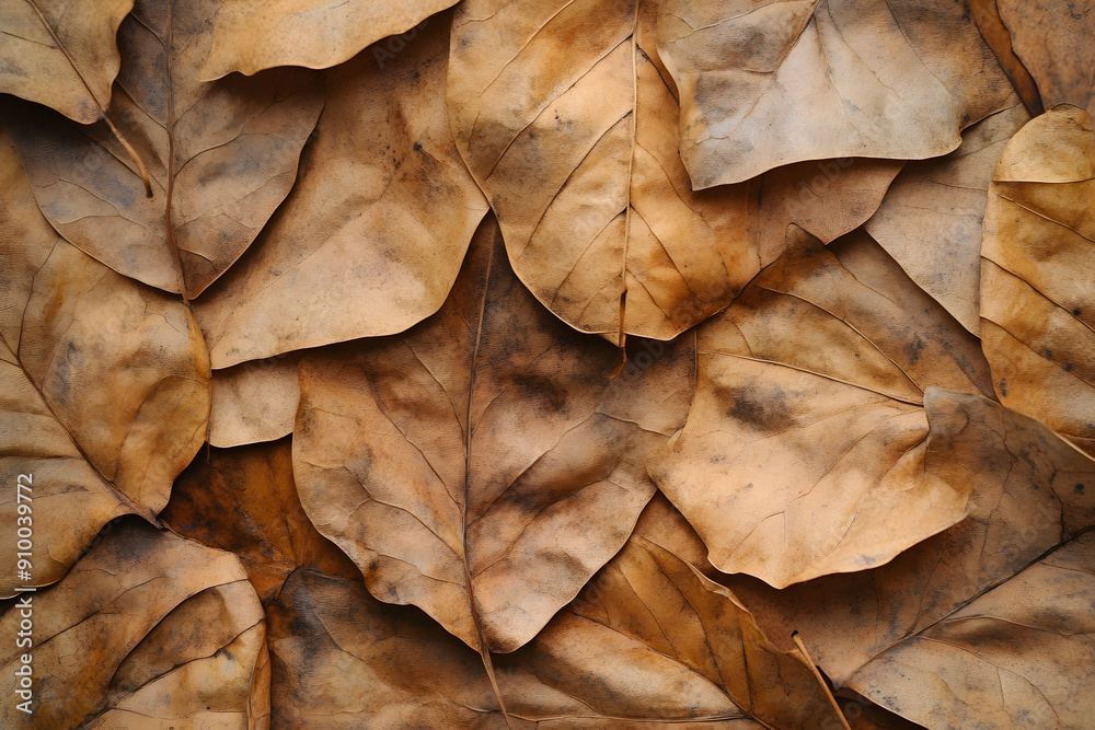 Dry Brown Tree Leaves Texture: Close-Up Background Dry Brown Tree Leaves Texture: Close-Up Background