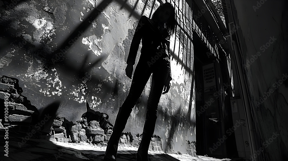 Silhouette of a Woman in a Dark Alleyway - Photo Silhouette of a Woman in a Dark Alleyway - Photo