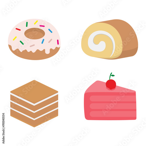 Collection of cake slice related icons.
