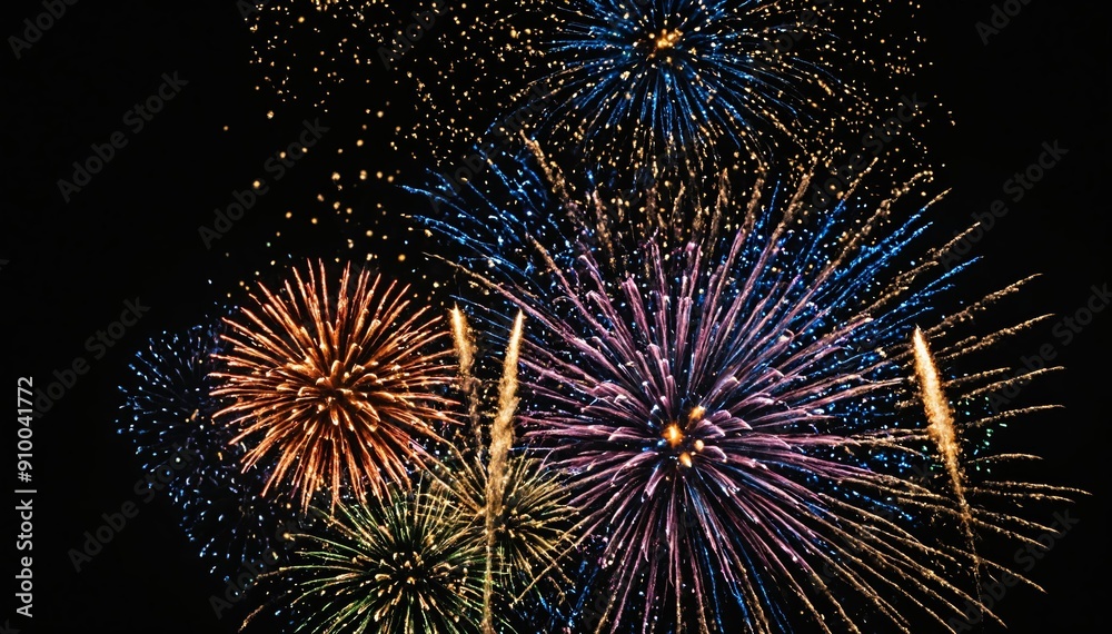 Festive Fireworks Display at a Night Party Event Festive Fireworks Display at a Night Party Event