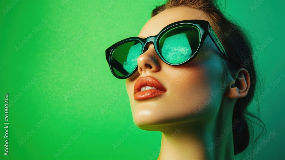 Side view profile with fashionable eyewear and bun hairstyle Side view profile with fashionable eyewear and bun hairstyle