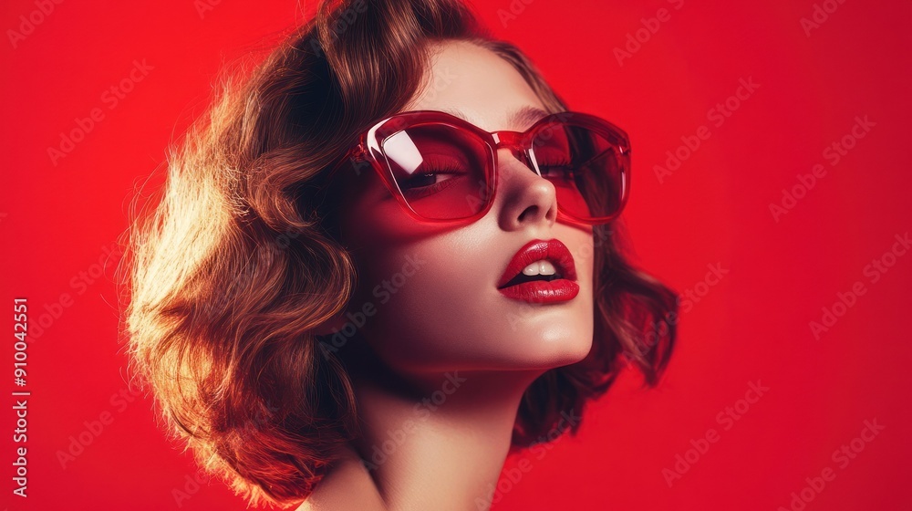 Obraz premium Profile view of person with short hair and sunglasses