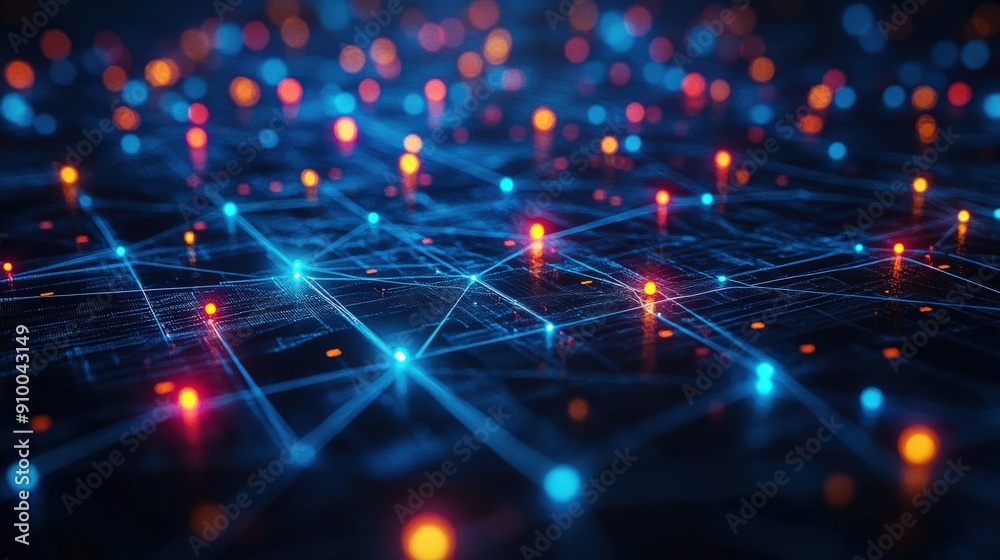 Obraz premium Marketing online with social reach: A vibrant 3D render depicting the expansion of social media reach in online marketing, featuring global connectivity icons, social media shares, and audience