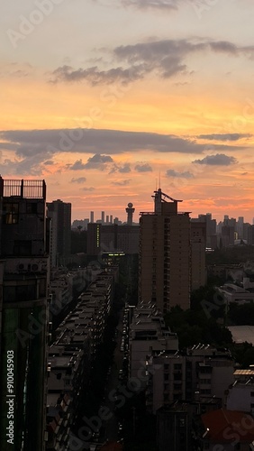 sunset over the city