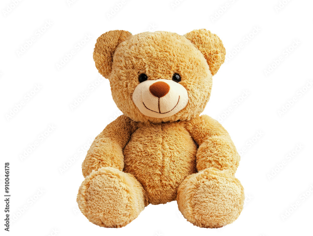 Obraz premium A cute and fluffy brown teddy bear seated, symbolizing comfort and childhood innocence, perfect for children's gifts and décor.