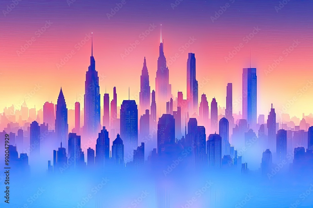 Minimalist cityscape with Skyscrapers and Urban Elements Minimalist cityscape with Skyscrapers and Urban Elements