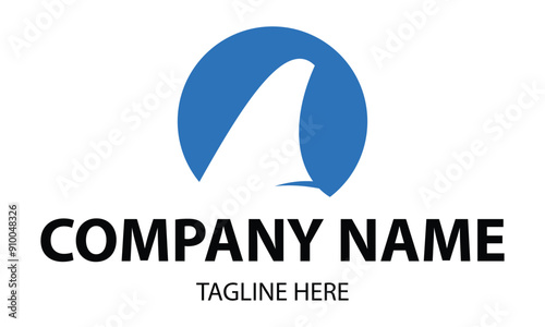 Blue Color Negative Space Fin Fish Logo Design