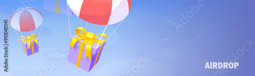 Cryptocurrency Airdrop Banner. Gift airdrop concept web banner.