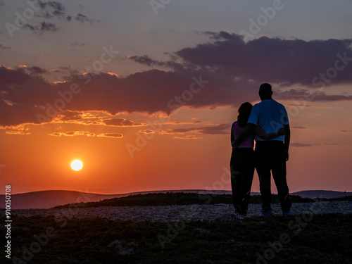 Sunset on the mountain peaks of Javalambre (Teruel, Spain) photo