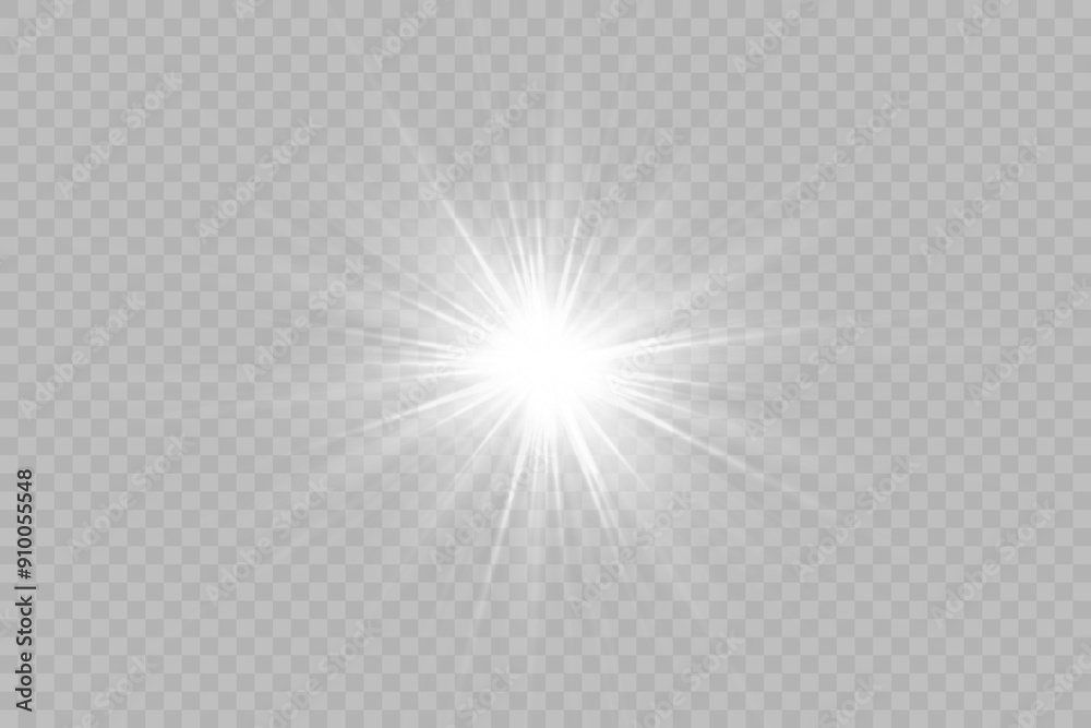 Sun flare light special lens flare light effect. Special effect flash. On a transparent background.