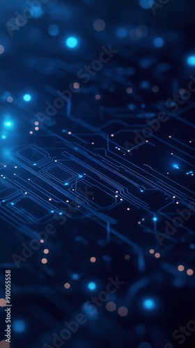 A detailed depiction of a blue circuitry network illuminated with glowing points. This image captures the essence of digital connections and modern technology infrastructure.
