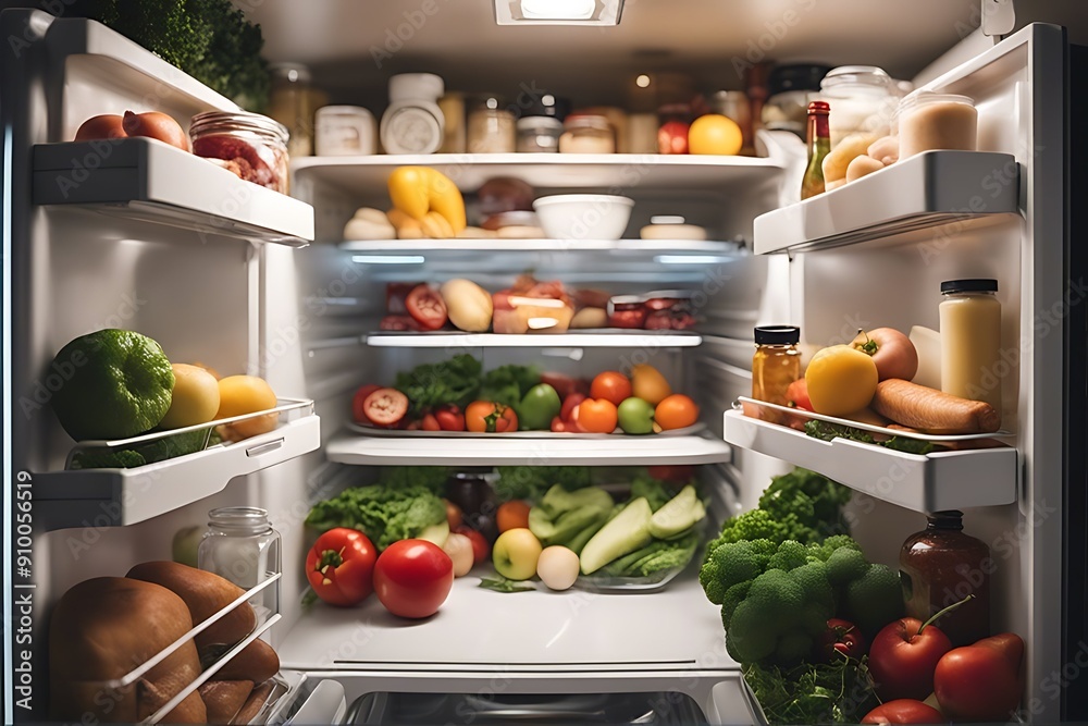 open food door fridge inside full ingredient open food door fridge inside full ingredient