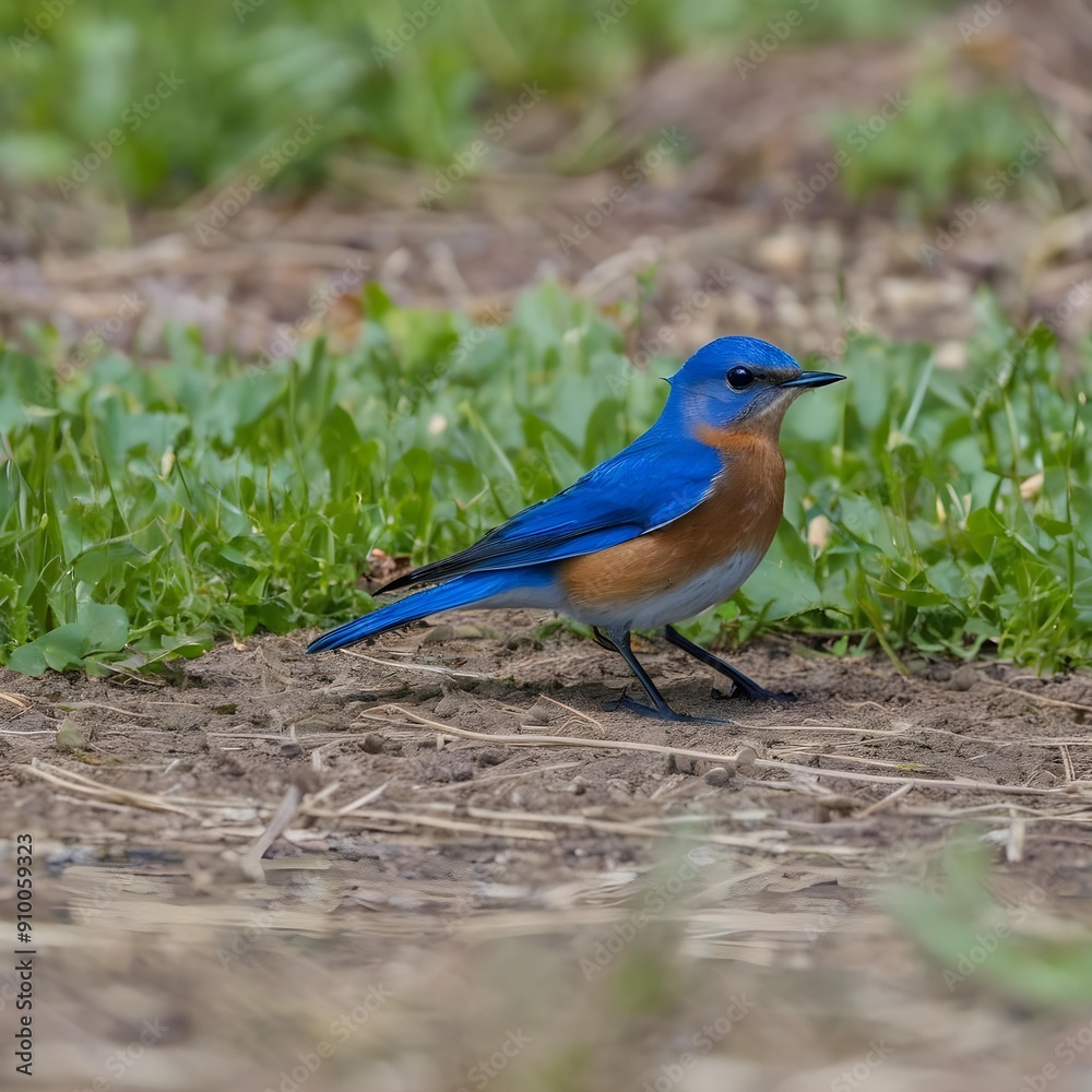 beautiful bluebird on the ground beautiful bluebird on the ground