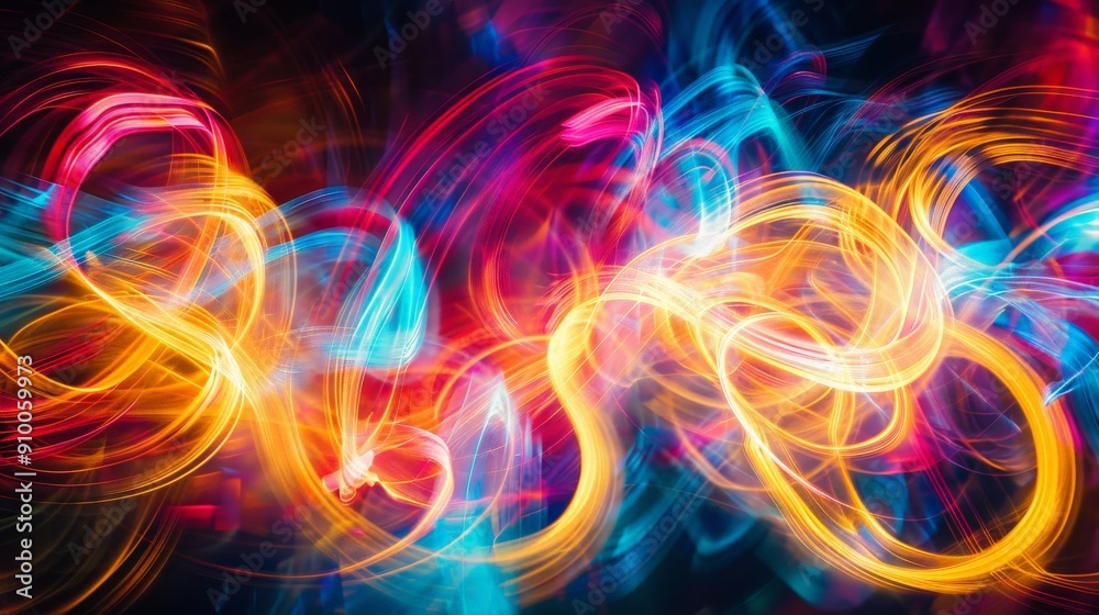 Abstract light painting capturing dynamic light trails around a stationary object Abstract light painting capturing dynamic light trails around a stationary object