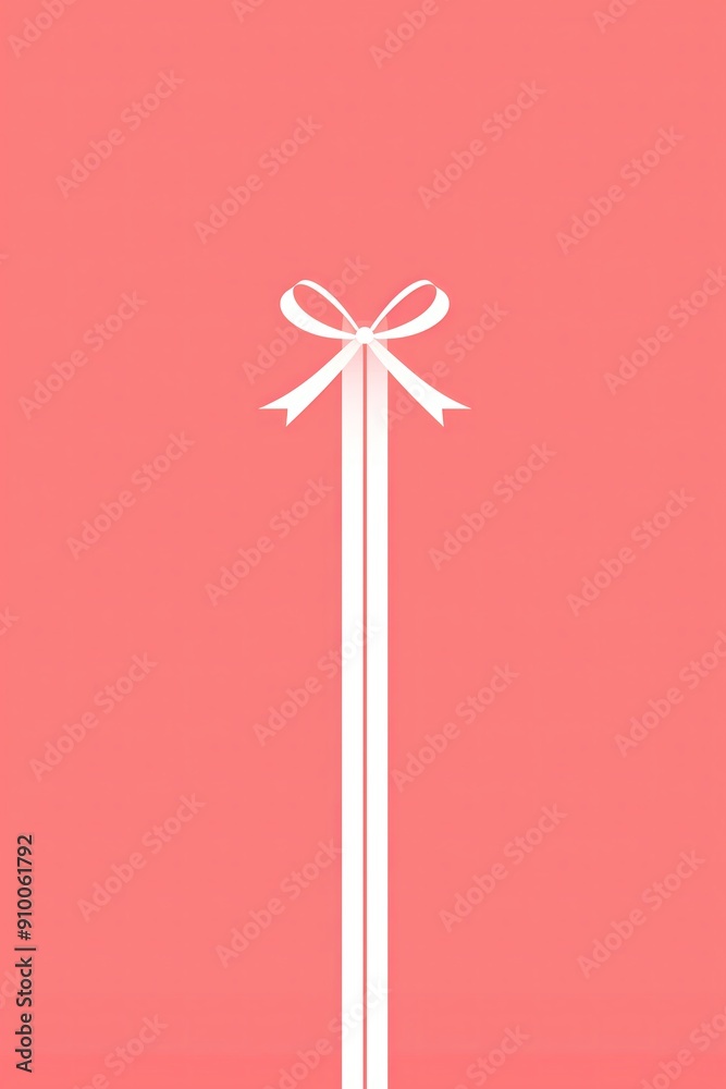 Minimalistic poster background design, flat simple style, solid pink background with a white ribbon Minimalistic poster background design, flat simple style, solid pink background with a white ribbon