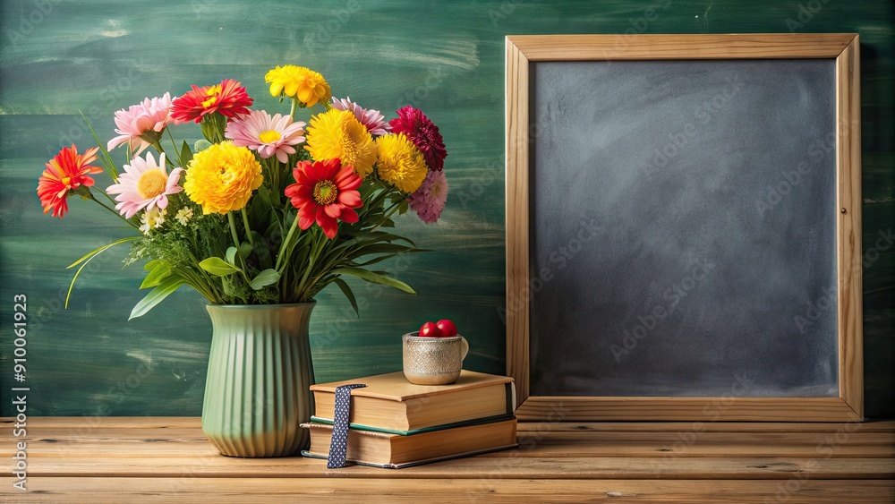A heartwarming tribute to teachers on Teacher's Day with flowers, chalkboard, and books, Tribute, Teacher's Day A heartwarming tribute to teachers on Teacher's Day with flowers, chalkboard, and books, Tribute, Teacher's Day