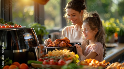 Cooking Delicious Meals Together in a Bright Kitchen With Fresh Ingredients and Joyful Spirits photo