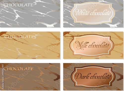 Collection of chocolate banners.Vector illustration with beautiful banners for decorating chocolate bars.