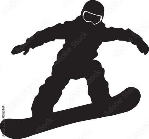 Silhouette of a boy doing snowboarding vector icon