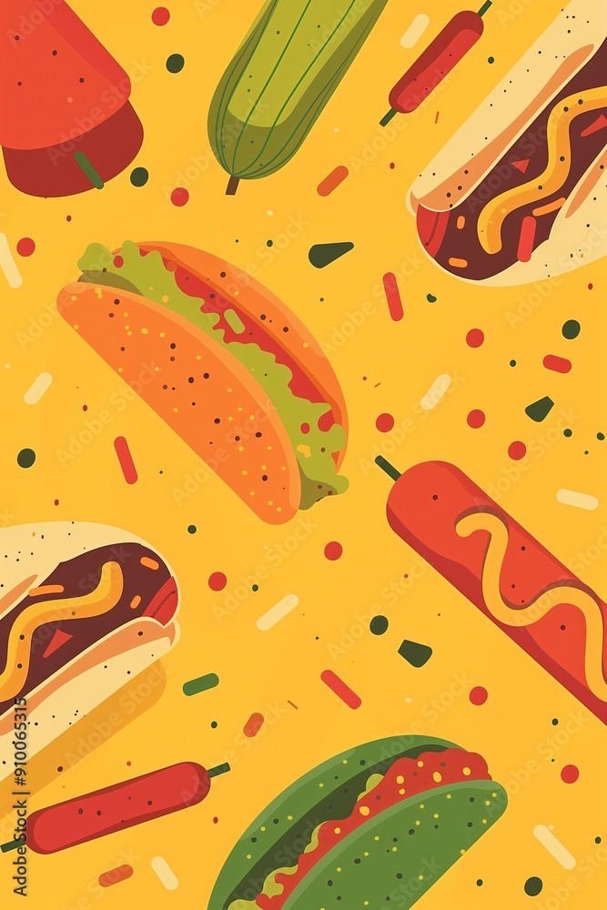 Vertical poster design in flat minimalistic style, bright colorful background, flat illustrations of Vertical poster design in flat minimalistic style, bright colorful background, flat illustrations of