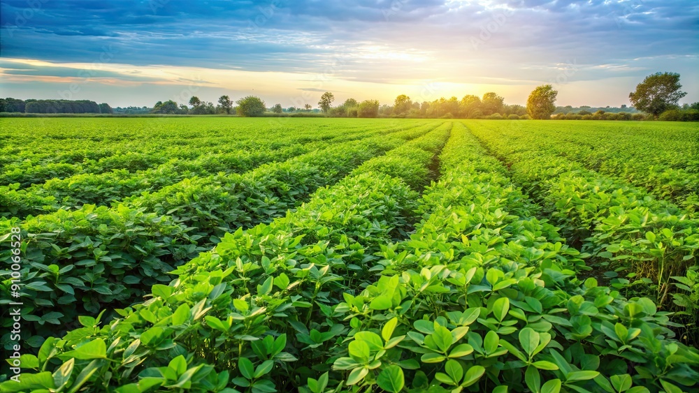 Green Gram Crop in the field with lush plants growing, agriculture of high protein mung beans plant, green gram, crop Green Gram Crop in the field with lush plants growing, agriculture of high protein mung beans plant, green gram, crop
