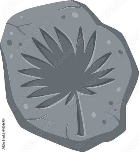 Archaeological leaf fossil silhouette illustration