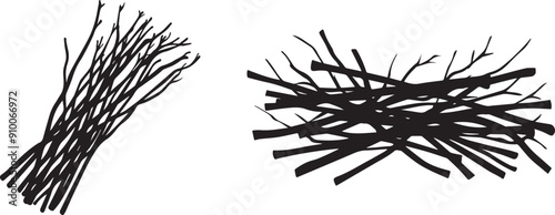 Silhouette of sticks vector icon, bundle of tree branches  sticks vector
