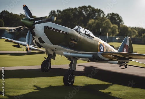 spitfire supermarine war plane fighter raf britain dogfight wing green grey airforce propeller engine historic heroic warplane battle england english aeroplane cockpit flight escadrille