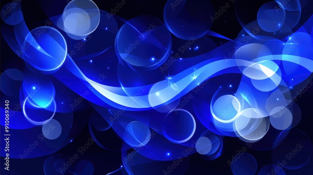 Abstract blue waves bokeh light background Abstract blue waves bokeh light background