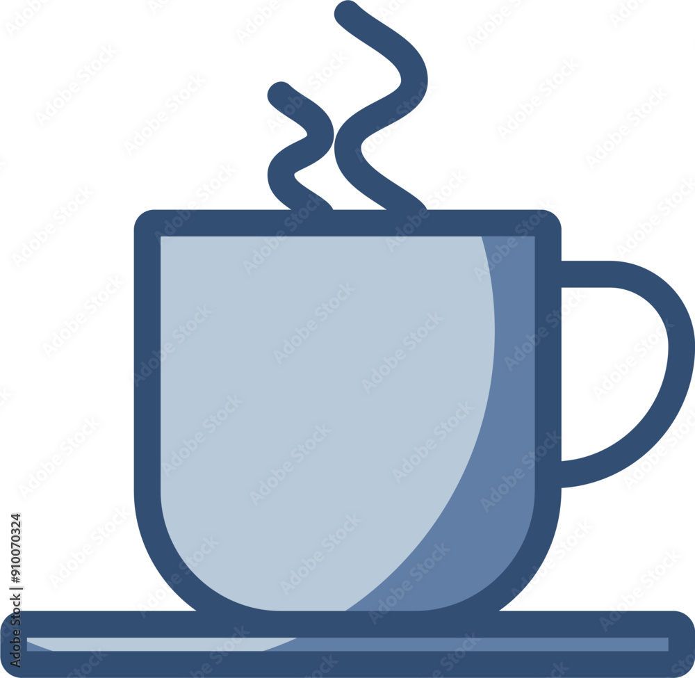 coffee cup vector icon transparent background. replaceable blue color design