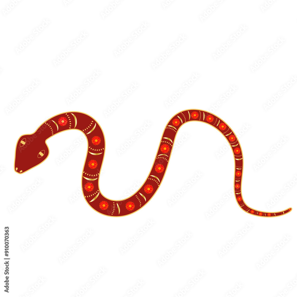 Naklejka premium Chinese 2025 Red Gradient New Year Zodiac Asia Snake with Floral Ornament