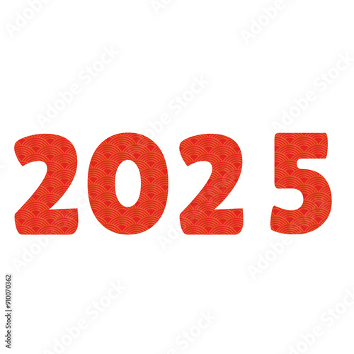 Chinese 2025 Red New Year Numeric. Zodiac Asia Ornament