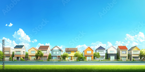 住宅地と広がる青空のイメージ