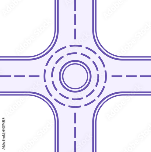 Roundabout Color Icon. Vector Icon. One-Way Road Around. Roundabout Intersection. Road Concept